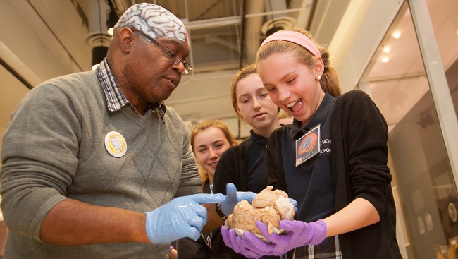 Student with human brain.